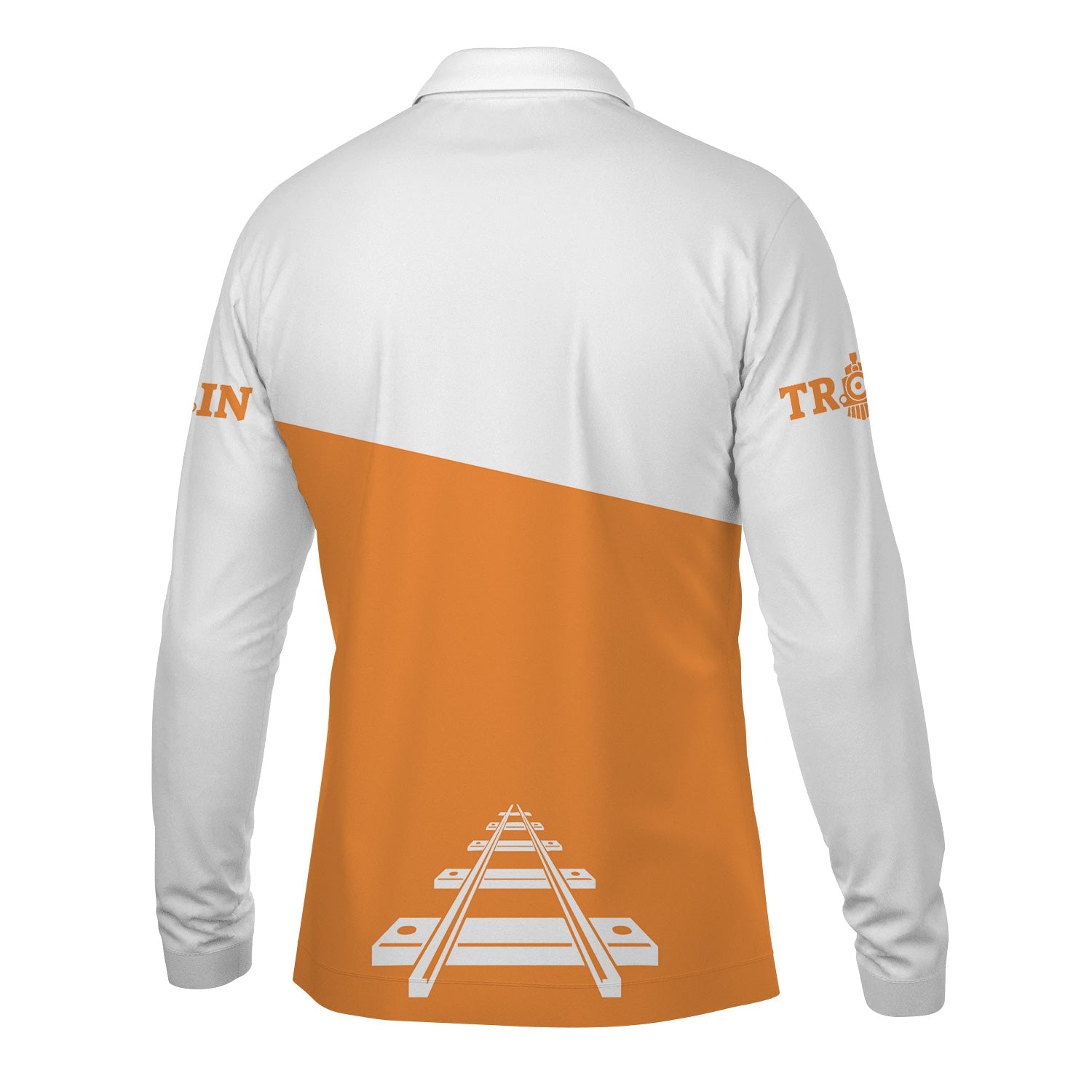 Railspirit Custom Name BNSF Railway Long Sleeve Polo Shirt One Track Mind Printed Shirt