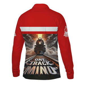 Railspirit Personalized The Chief Santa Fe Railroad Long Sleeve Polo Shirt One Track Mind Train Printed Shirt