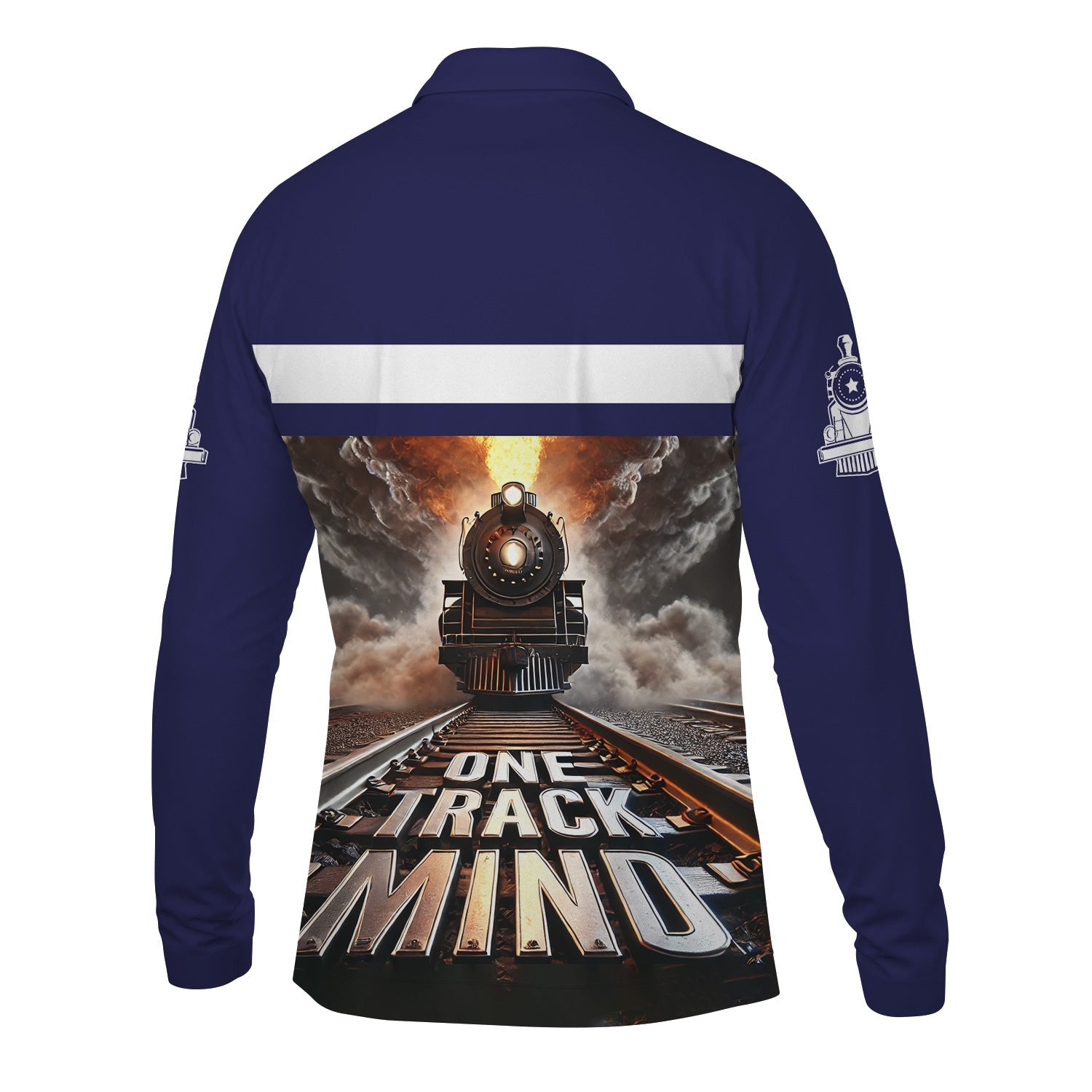 Railspirit Personalized CSX Transportation Railroad Long Sleeve Polo Shirt One Track Mind Train Printed Shirt