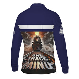 Railspirit Personalized CSX Transportation Railroad Long Sleeve Polo Shirt One Track Mind Train Printed Shirt