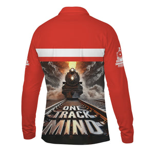 Railspirit Personalized Canadian National Railroad Long Sleeve Polo Shirt One Track Mind Train Printed Shirt