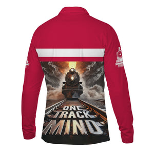 Railspirit Personalized Canadian Pacific Railroad Long Sleeve Polo Shirt One Track Mind Train Printed Shirt