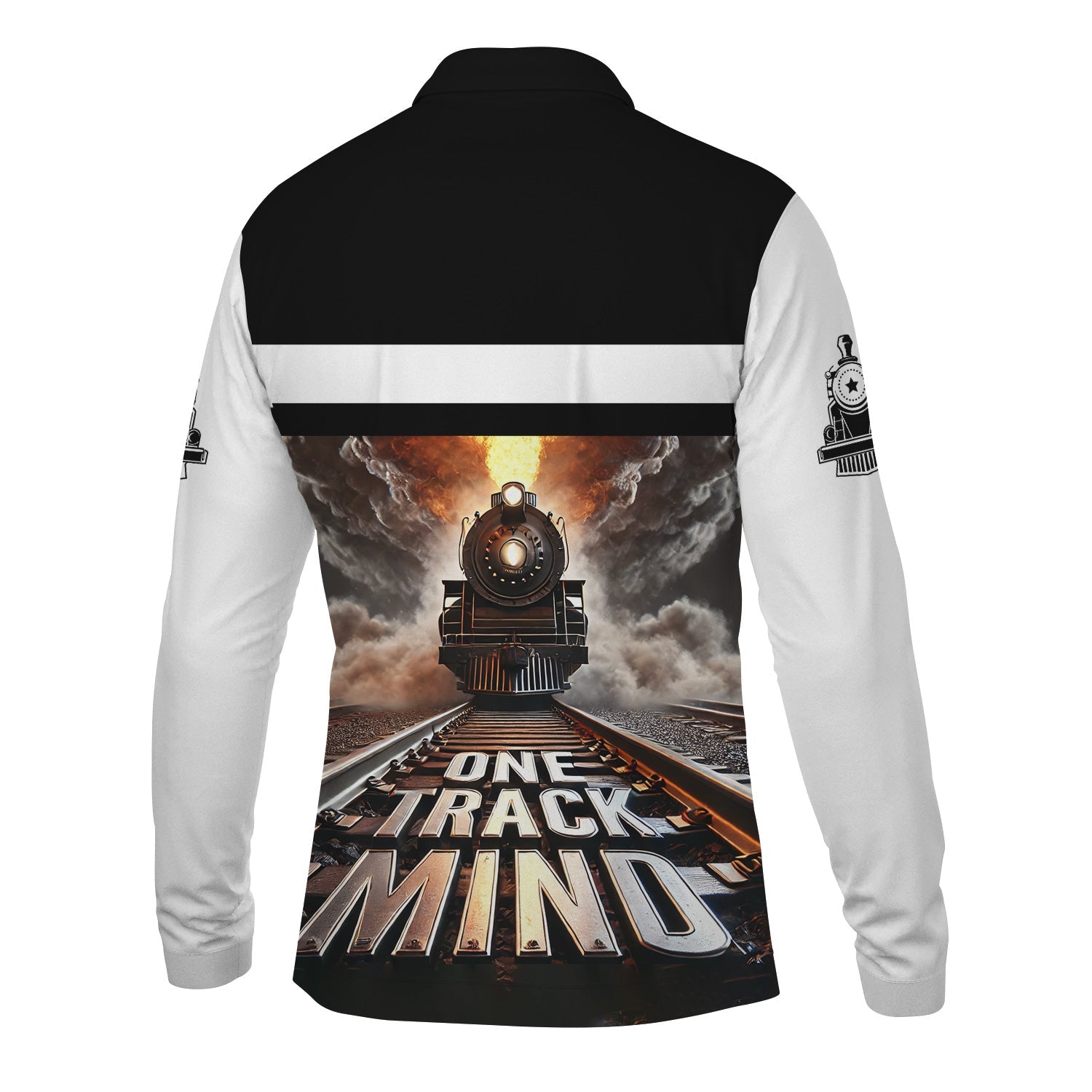 Railspirit Personalized Norfolk and Western Railway Long Sleeve Polo Shirt One Track Mind N&W Train Printed Shirt