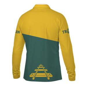 Railspirit Custom Name Southern Railway U.S Long Sleeve Polo Shirt One Track Mind SOU Printed Shirt