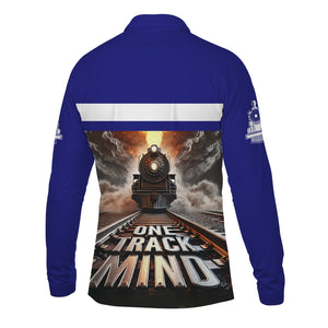 Railspirit Personalized Santa Fe Railway Long Sleeve Polo Shirt One Track Mind Atchison, Topeka and Santa Fe Railway Train Printed Shirt