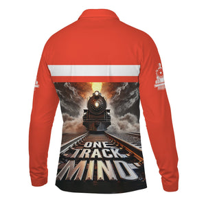 Railspirit Personalized Bristish Railway Long Sleeve Polo Shirt One Track Mind Train Printed Shirt