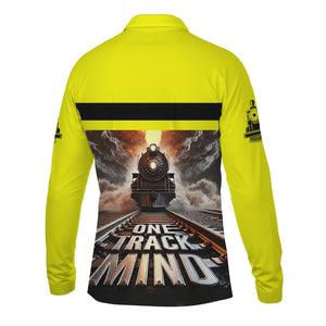 Railspirit Personalized Iowa Interstate Railroad Long Sleeve Polo Shirt One Track Mind IAIS Train Printed Shirt