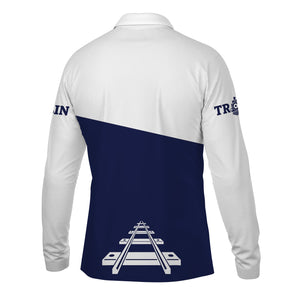 Railspirit Custom Name Jersey Central Railroad Long Sleeve Polo Shirt One Track Mind Printed Shirt