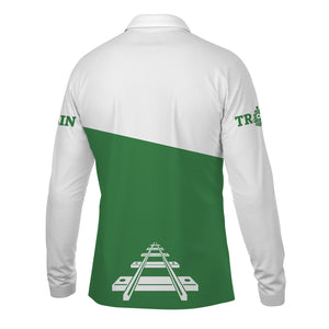 Railspirit Custom Name Burlington Northern Railroad Long Sleeve Polo Shirt One Track Mind Printed Shirt