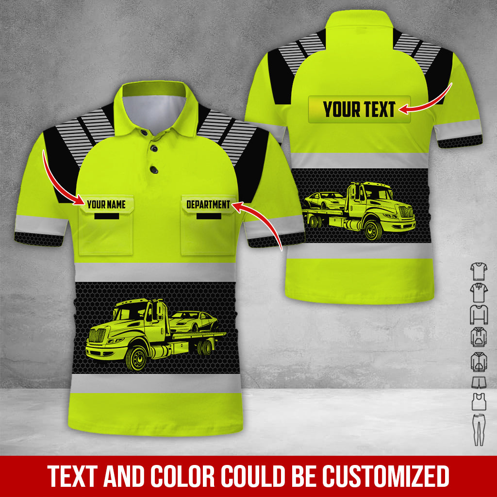 Custom Name Love Tow Truck Shirt, 3D Printed Pocket Design, Perfect Gift For Husband Or Dad Who Spends Life On The Road
