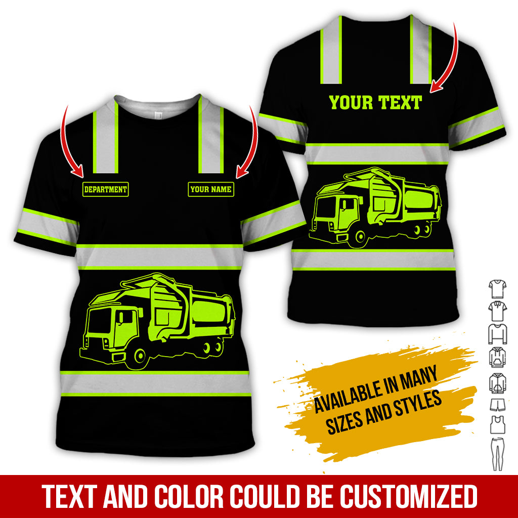 Customized Text Garbage Truck Driver Shirt, 3D Printed Graphics, Personalized Workwear