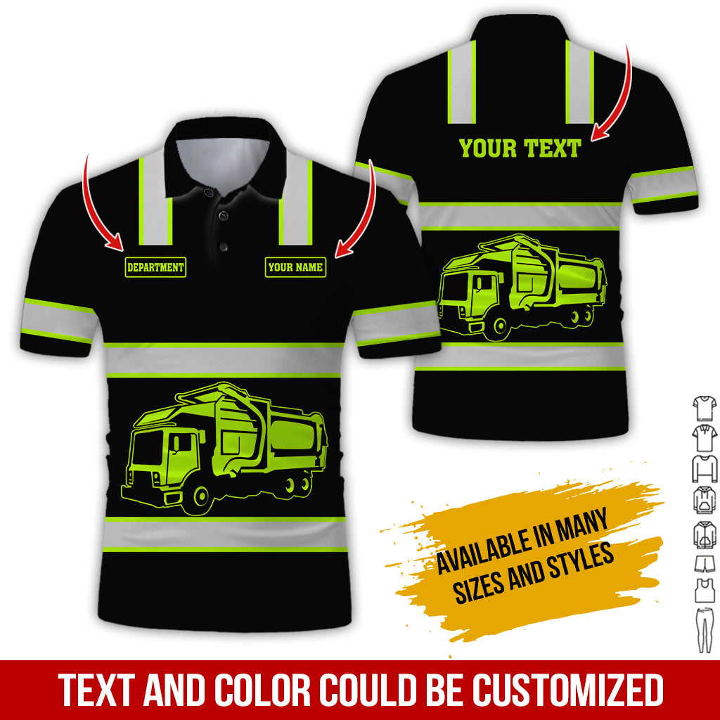 Customized Text Garbage Truck Driver Shirt, 3D Printed Graphics, Personalized Workwear