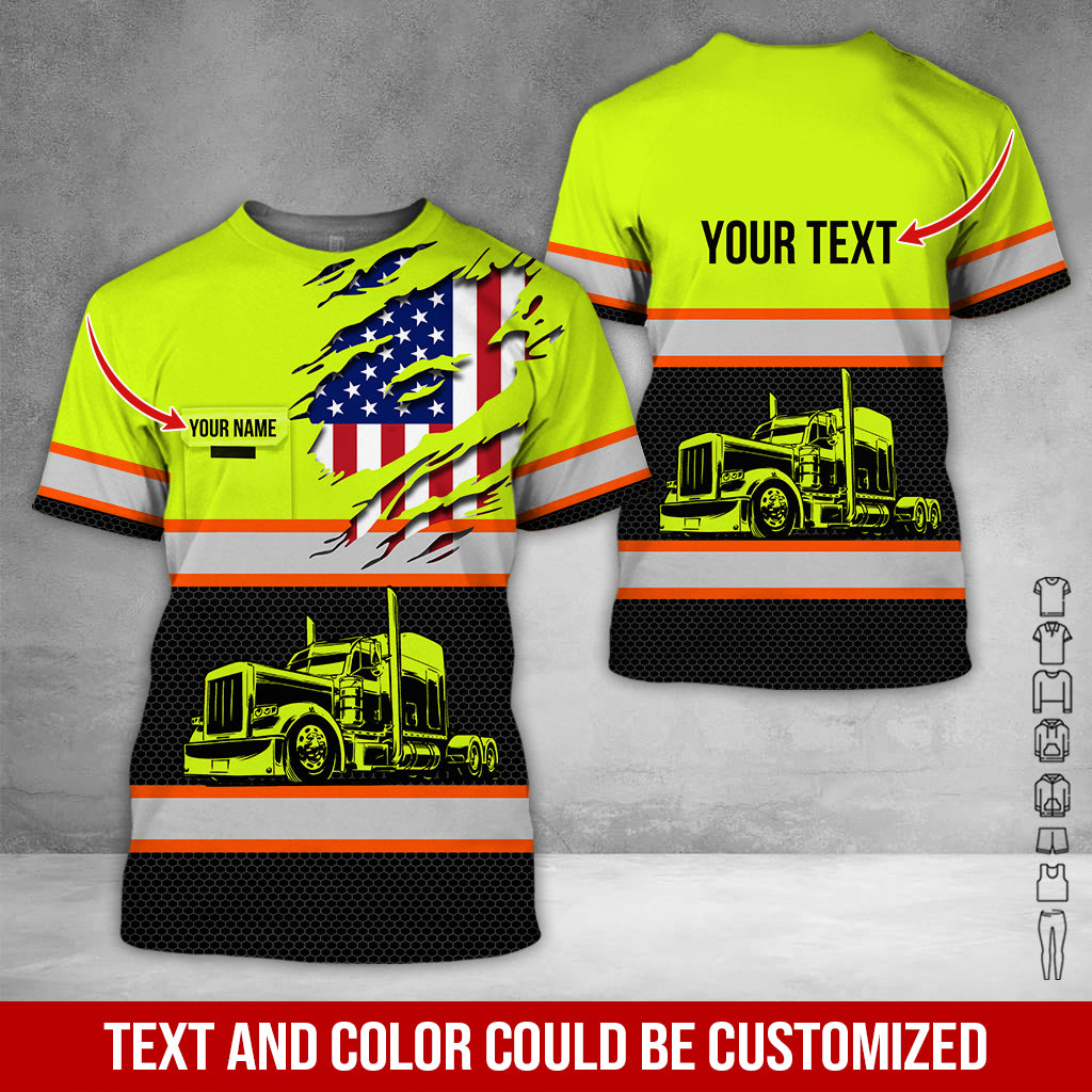 Custom Name Truck Driver Shirt, 3D Printed Pocket Design, Perfect Gift for Husband, Dad, or Grandpa Who Drives Trucks