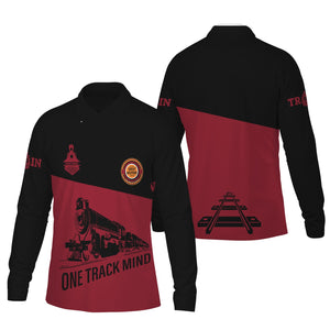 Railspirit Custom Name Chicago Great Western Railroad Long Sleeve Polo Shirt One Track Mind Printed Shirt