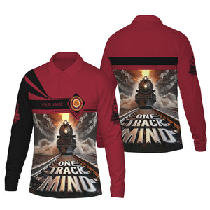 Railspirit Personalized Chicago Great Western Railroad Long Sleeve Polo Shirt One Track Mind Train Printed Shirt