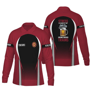 Railspirit Personalized Chicago Great Western Railroad Long Sleeve Polo Shirt Train Long Sleeve Polo Shirt Gift Idea For Train Lover