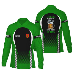 Railspirit Personalized Elgin Joliet And Eastern Railroad Long Sleeve Polo Shirt Train Long Sleeve Polo Shirt Gift Idea For Train Lover