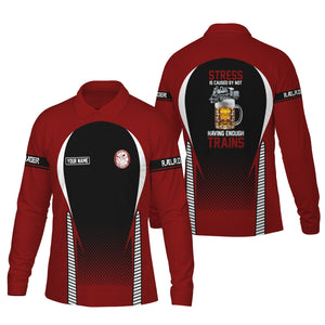 Railspirit Personalized Detroit & Mackinac Railroad Long Sleeve Polo Shirt Train Long Sleeve Polo Shirt Gift Idea For Train Lover