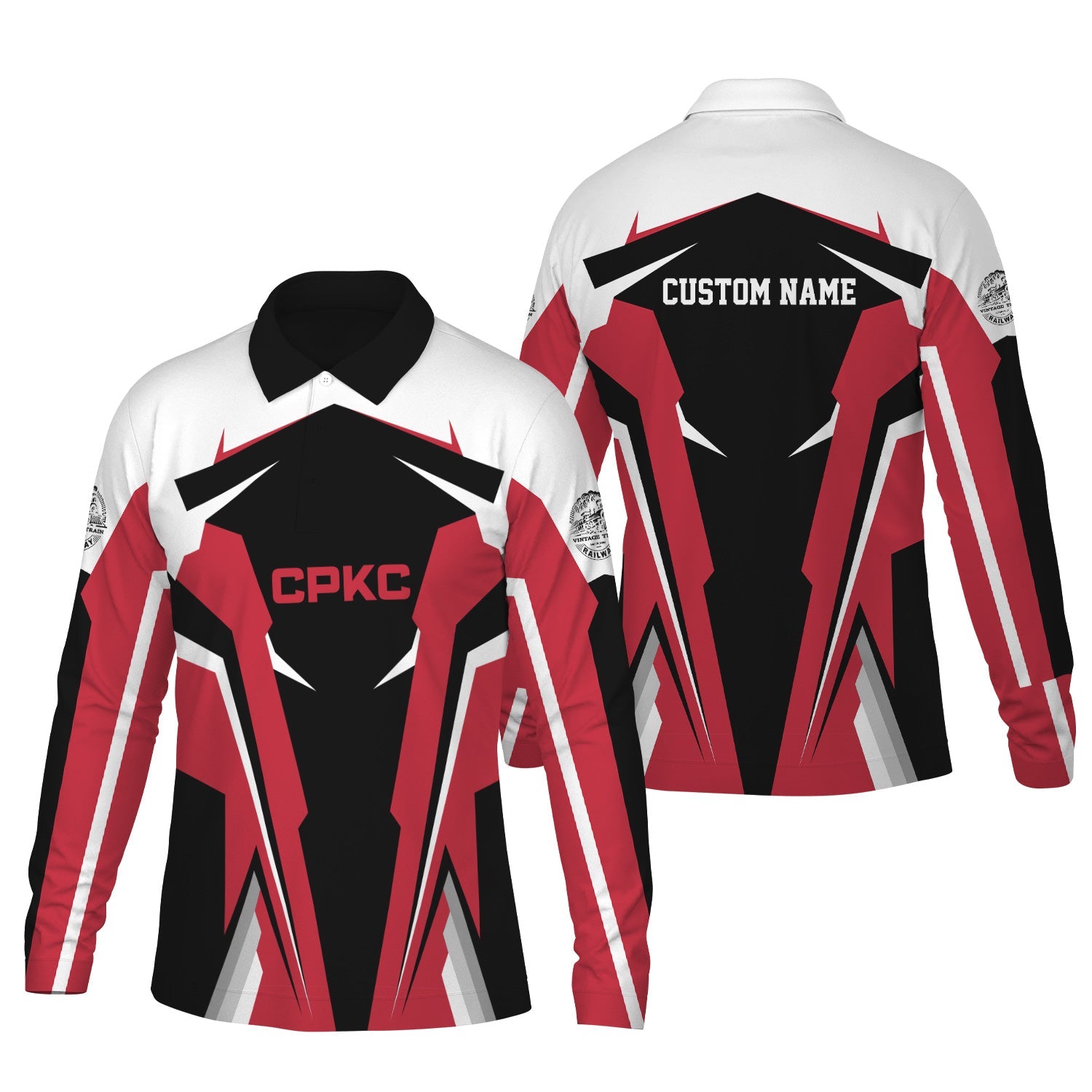 Railspirit Personalized Canadian Pacific Kansas City Long Sleeve Polo Shirt CPKC Strong Line Train Long Sleeve Polo Shirt Gift Idea For Train Lover