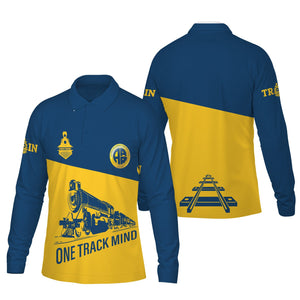 Railspirit Custom Name Alaska Railroad Long Sleeve Polo Shirt One Track Mind Printed Shirt