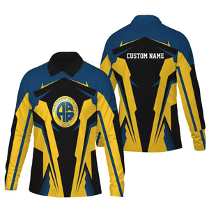 Railspirit Personalized Alaska Railroad Long Sleeve Polo Shirt Strong Line Train Long Sleeve Polo Shirt Gift Idea For Train Lover