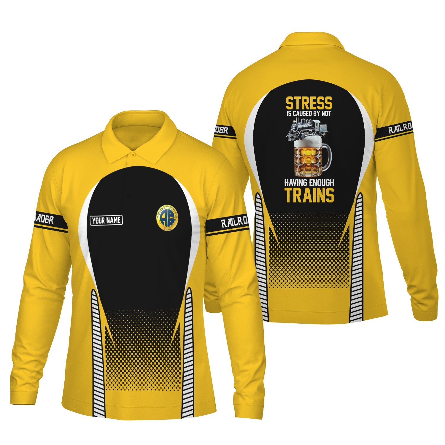 Railspirit Personalized Alaska Railroad Long Sleeve Polo Shirt Train Long Sleeve Polo Shirt Gift Idea For Train Lover