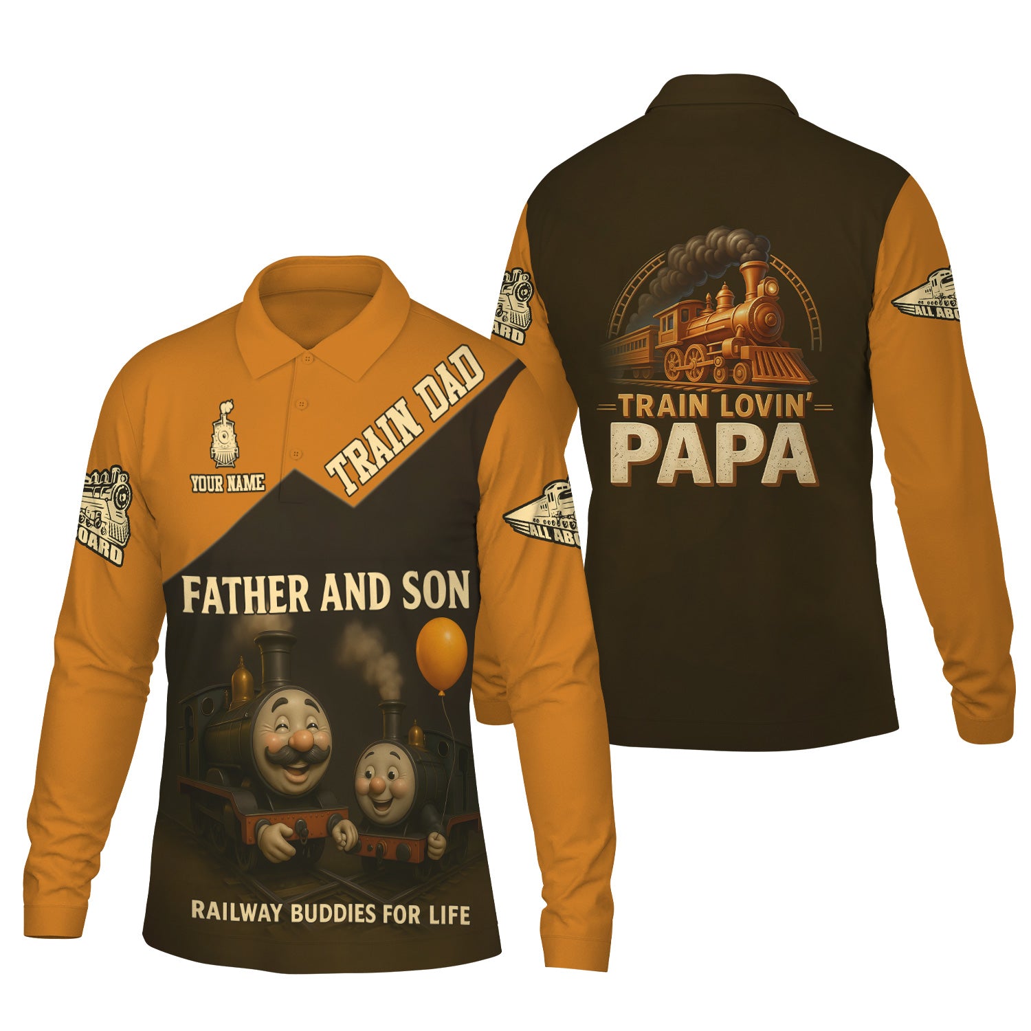 Railspirit Personalized Polo Long Sleeve Shirt Father And Son Railway Buddies For Life Shirt Gift Idea For Train Lover