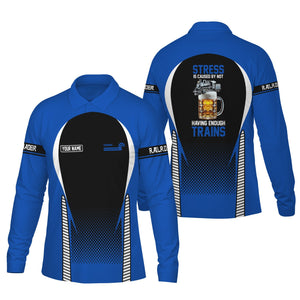 Railspirit Personalized Conrail Railroad Long Sleeve Polo Shirt Train Long Sleeve Polo Shirt Gift Idea For Train Lover