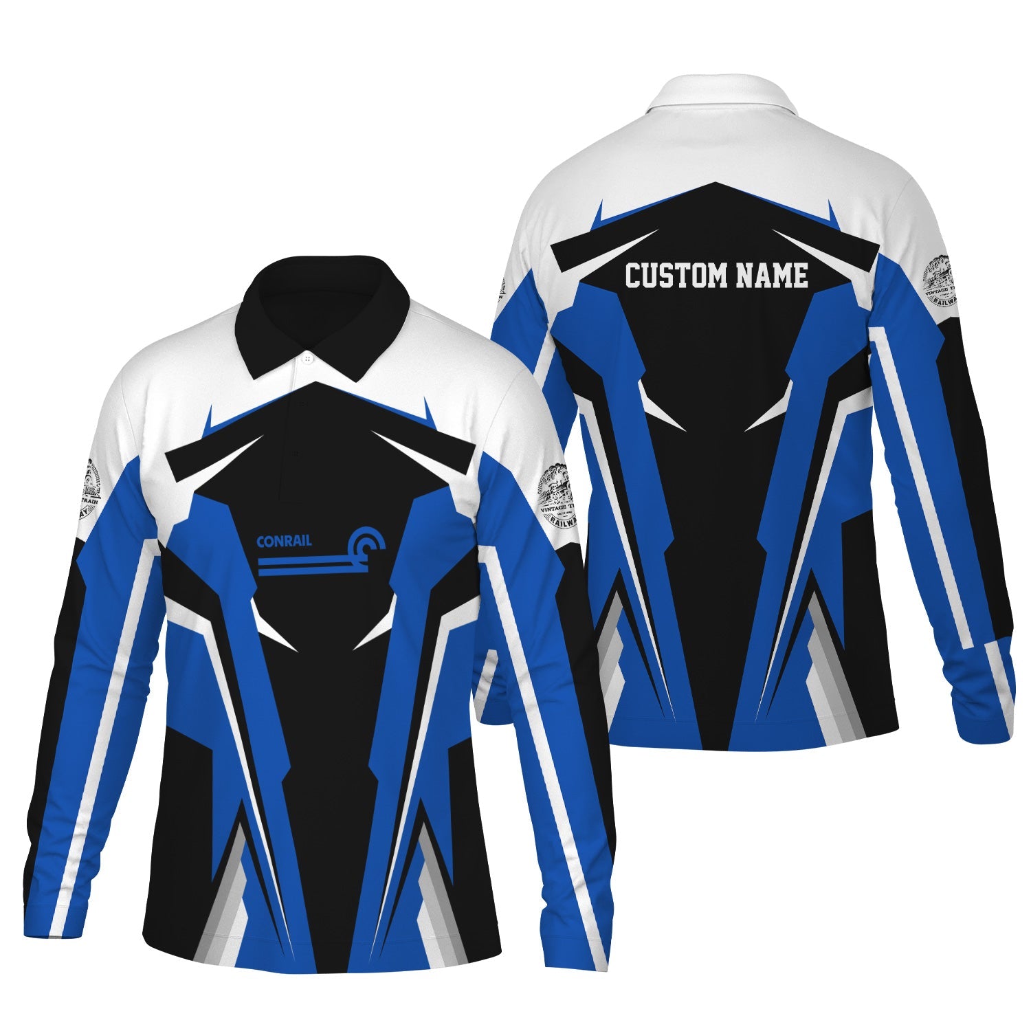 Railspirit Personalized Conrail Railroad Long Sleeve Polo Shirt Strong Line Train Long Sleeve Polo Shirt Gift Idea For Train Lover