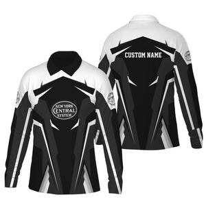 Railspirit Personalized New York Central Railroad Long Sleeve Polo Shirt Strong Line Train Long Sleeve Polo Shirt Gift Idea For Train Lover