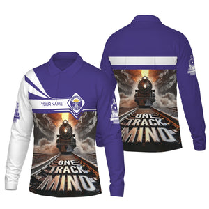 Railspirit Personalized Southern Pacific Railroad Long Sleeve Polo Shirt One Track Mind Train Printed Shirt