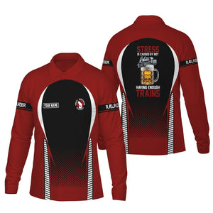 Railspirit Personalized Great Northern Railway Long Sleeve Polo Shirt GNR Train Long Sleeve Polo Shirt Gift Idea For Train Lover