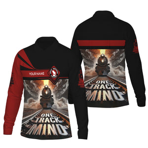 Railspirit Personalized Great Northern Railway Long Sleeve Polo Shirt One Track Mind GNR Train Printed Shirt