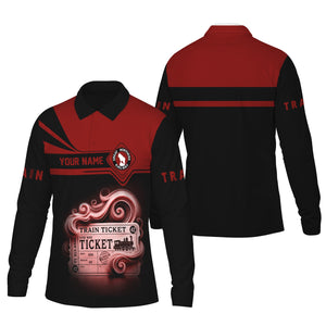Railspirit Custom Name Great Northern Railway Long Sleeve Polo Shirt Train Ticket GNR Printed Shirt
