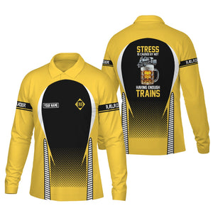 Railspirit Personalized Erie Railroad Long Sleeve Polo Shirt Train Long Sleeve Polo Shirt Gift Idea For Train Lover