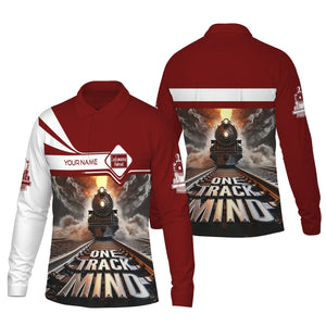 Railspirit Personalized Delaware, Lackawanna and Western Railroad Long Sleeve Polo Shirt One Track Mind DL&W Train Printed Shirt