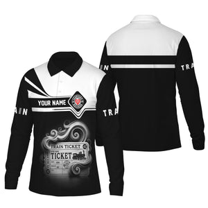 Railspirit Custom Name Seaboard Air Line Railroad Long Sleeve Polo Shirt Train Ticket Printed Shirt