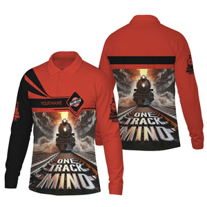 Railspirit Personalized Chicago and North Western Railway Long Sleeve Polo Shirt One Track Mind Train Printed Shirt