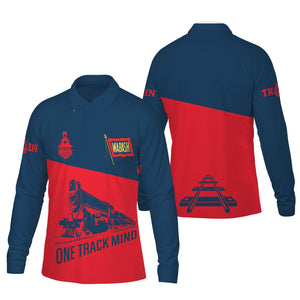 Railspirit Custom Name Wabash Railroad Long Sleeve Polo Shirt One Track Mind Printed Shirt
