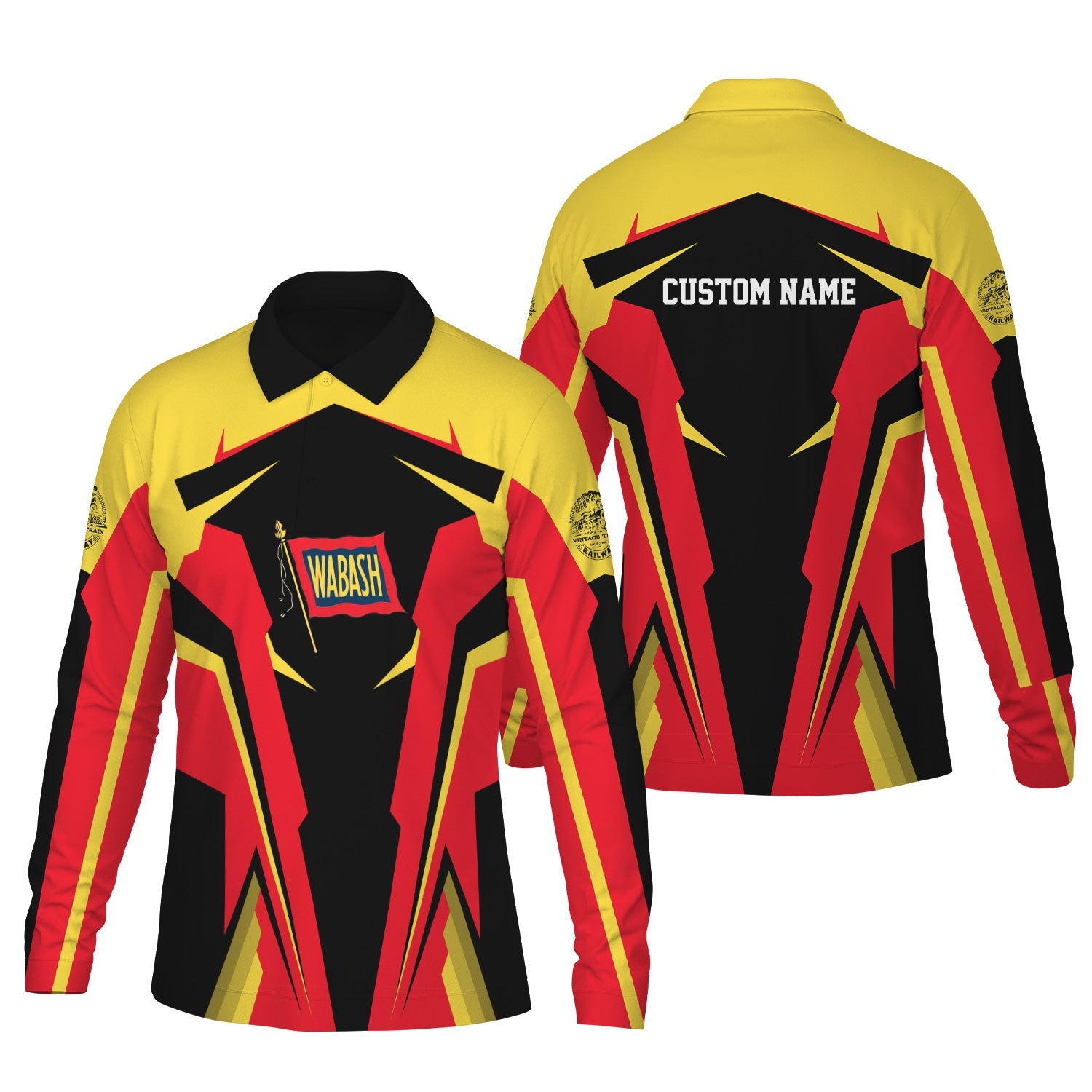 Railspirit Personalized Wabash Railroad Long Sleeve Polo Shirt Strong Line Train Long Sleeve Polo Shirt Gift Idea For Train Lover