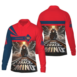 Railspirit Personalized Wabash Railroad Long Sleeve Polo Shirt One Track Mind Train Printed Shirt