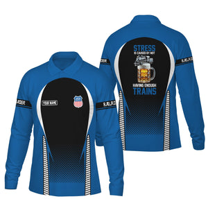 Railspirit Personalized Union Pacific Railroad Long Sleeve Polo Shirt Big Boy Train Long Sleeve Polo Shirt Gift Idea For Train Lover