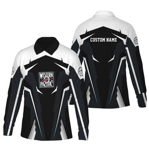 Railspirit Personalized Western Pacific Railroad Long Sleeve Polo Shirt Strong Line Train Long Sleeve Polo Shirt Gift Idea For Train Lover