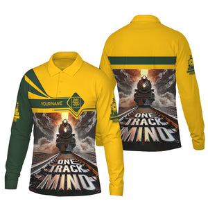 Railspirit Personalized New York, New Haven and Hartford Railroad Long Sleeve Polo Shirt One Track Mind New Haven Railroad Train Printed Shirt