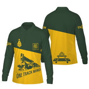 Railspirit Custom Name New York, New Haven and Hartford Railroad Long Sleeve Polo Shirt One Track Mind New Haven Railroad Printed Shirt