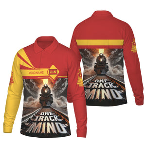 Railspirit Personalized Louisville and Nashville Railroad Long Sleeve Polo Shirt One Track Mind L&N Train Printed Shirt