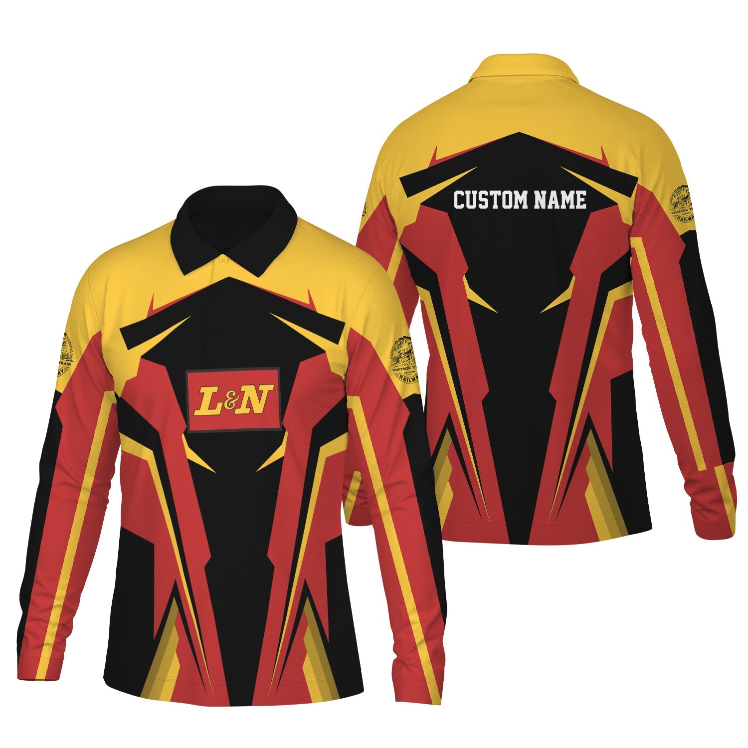 Railspirit Personalized Louisville and Nashville Railroad Long Sleeve Polo Shirt L&N Strong Line Train Long Sleeve Polo Shirt Gift Idea For Train Lover