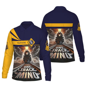 Railspirit Personalized Chesapeake and Ohio Railway Long Sleeve Polo Shirt One Track Mind C&O Train Printed Shirt