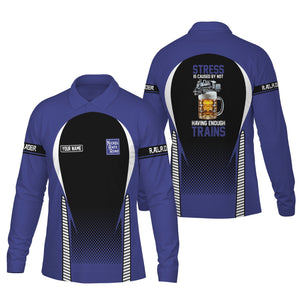 Railspirit Personalized New York, Chicago and St. Louis Railroad Long Sleeve Polo Shirt Nickel Plate Road Train Long Sleeve Polo Shirt Gift Idea For Train Lover