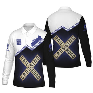 Railspirit Custom Name New York, Chicago and St. Louis Railroad Long Sleeve Polo Shirt Railroad Crossing Nickel Plate Road Printed Train Track Shirt